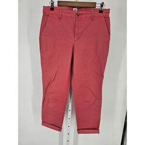 Gap Women's Pink Cropped Girlfriend Khaki Button Closer Pant Size 6